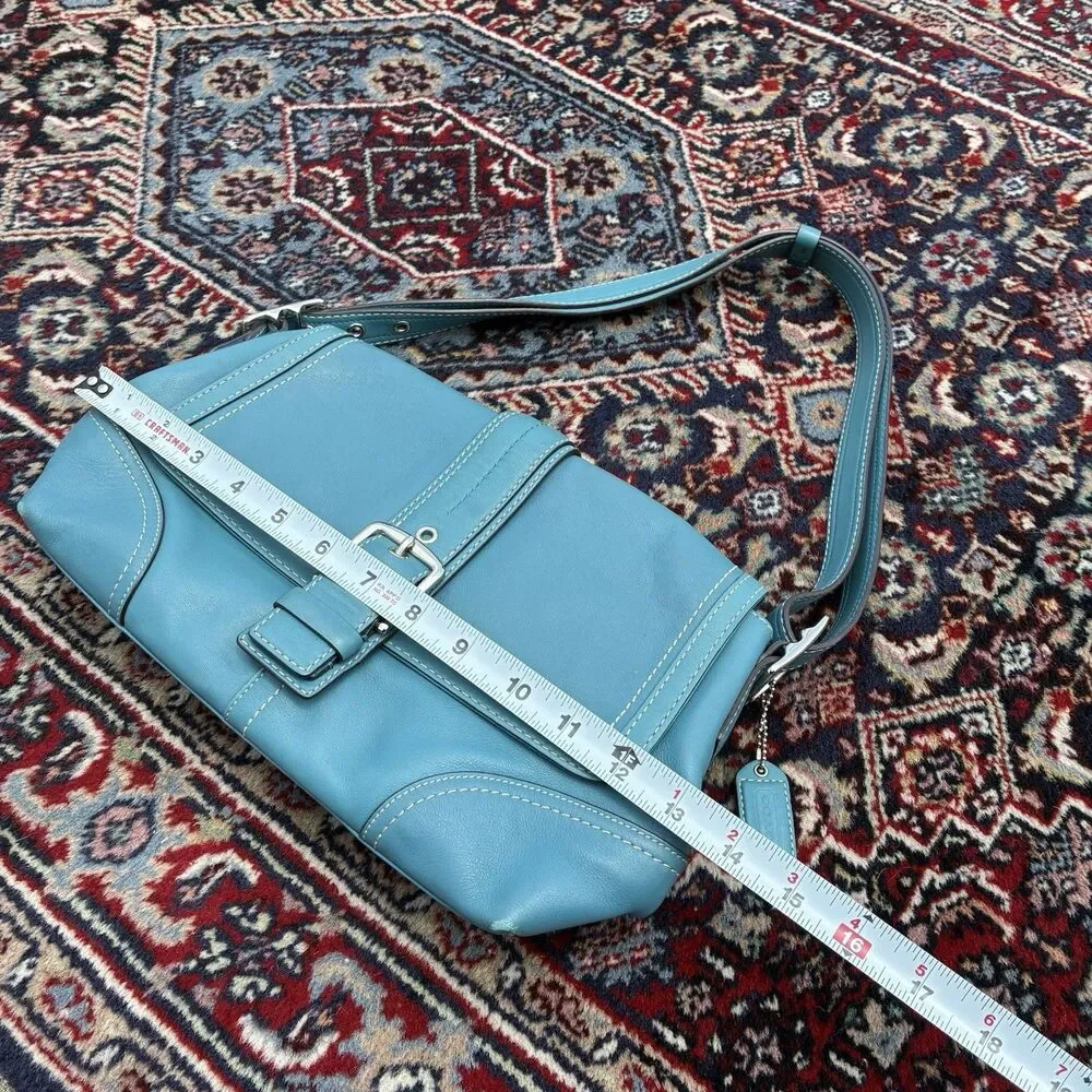 Coach F11196 MEDIUM Vintage Y2K Soho Flap Leather Shoulder Bag Blue